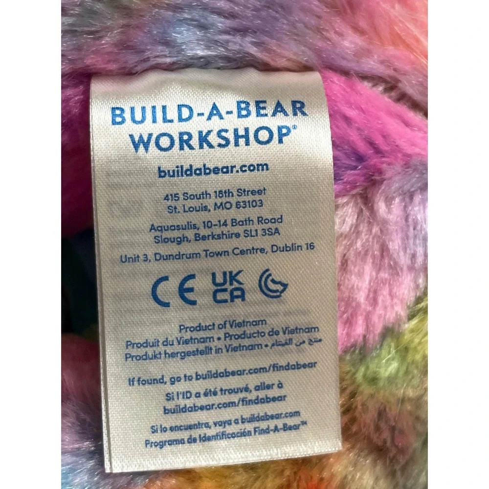 Build A Bear Workshop Rainbow Unicorn Plush Silver Holographic Hooves Seq Outfit